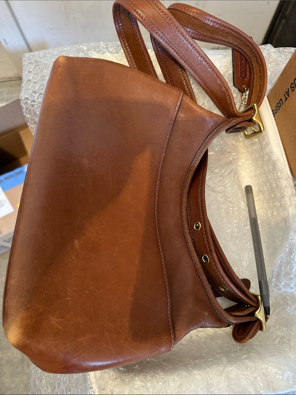 Classic Brown Leather Shoulder Bag